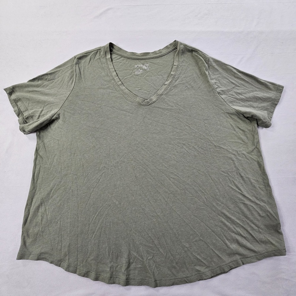 Terra & Sky Green Short Sleeve Cotton Blend T-Shirt Women's 2X